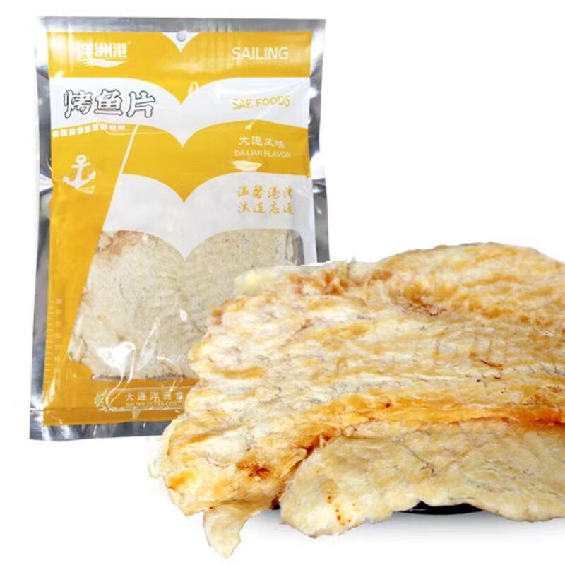 洋洲港  大连特产烤鱼片100g*2袋     办公室零食
