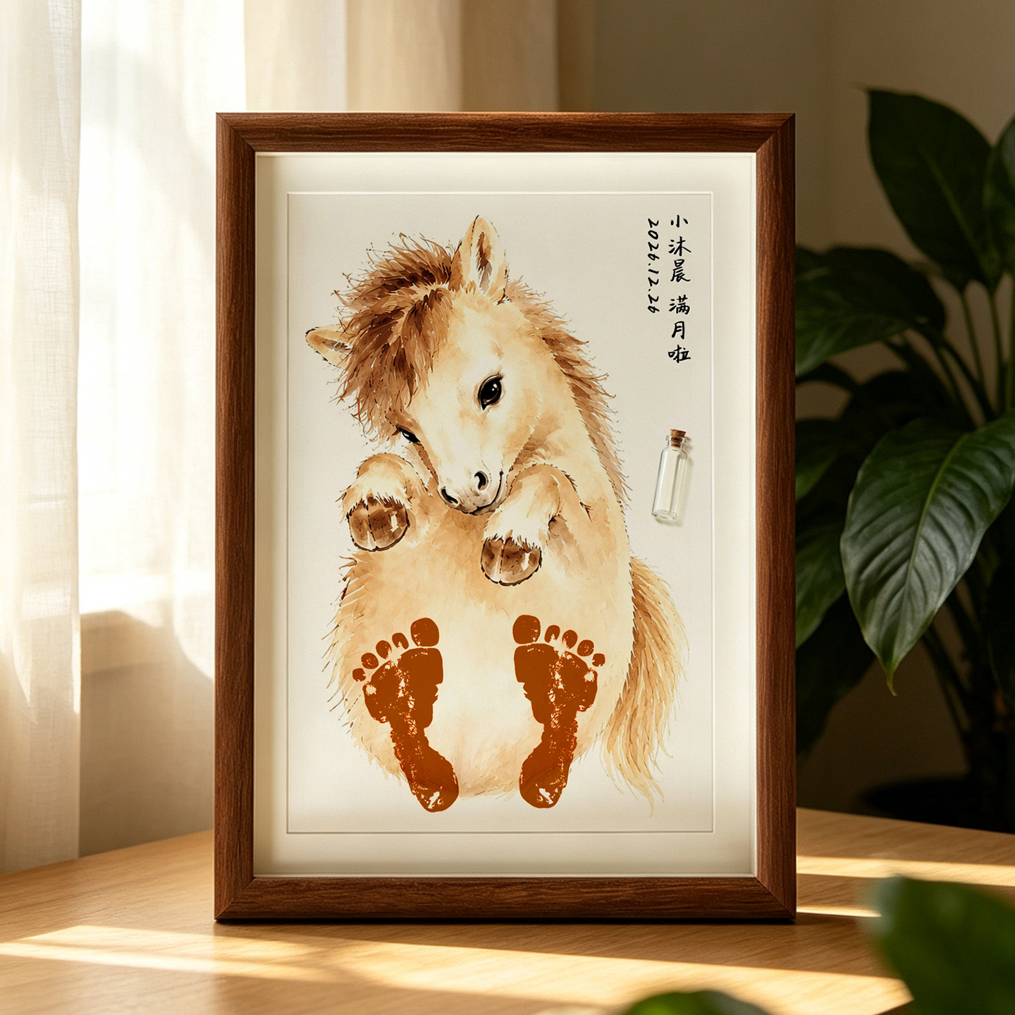 宝宝满月周岁手足印画ins风