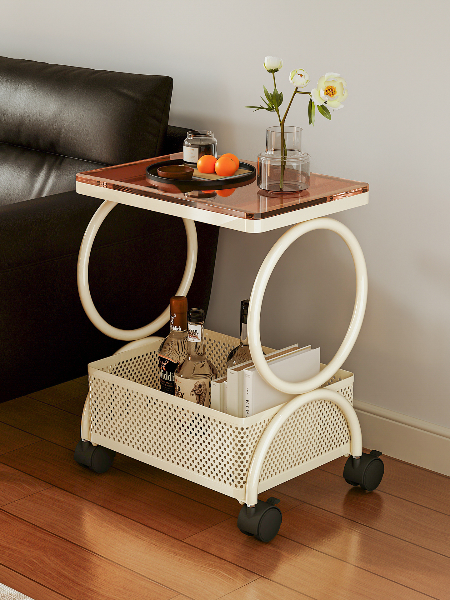 意式简约沙发边几客厅小推车置物架边柜2025新款小桌子可移动茶几