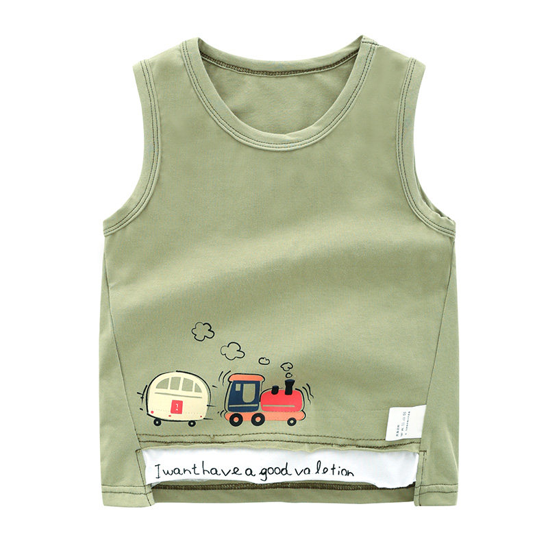 男童背心夏纯棉吸汗活泼儿童短袖宝宝休闲无袖上衣外穿t恤童装潮