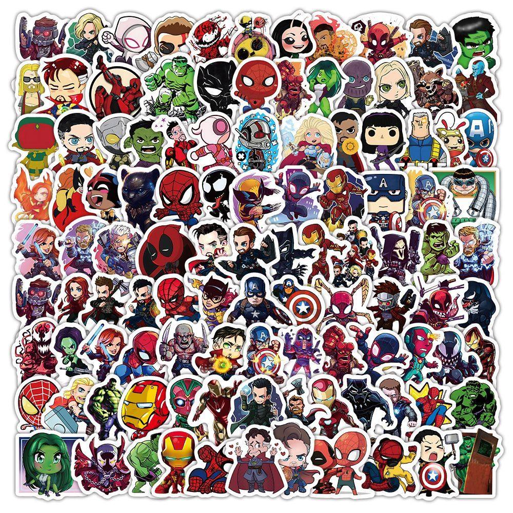 120张漫威贴纸钢铁侠蜘蛛侠可爱创意装饰手机手账防水桌面diy贴