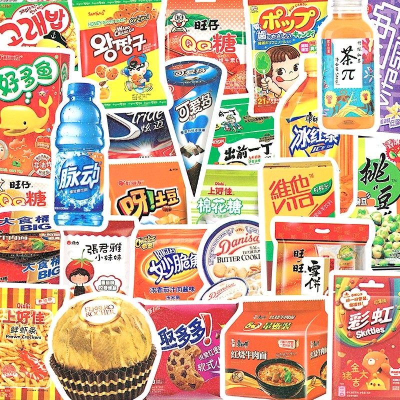 100张网红零食美食饮料贴纸