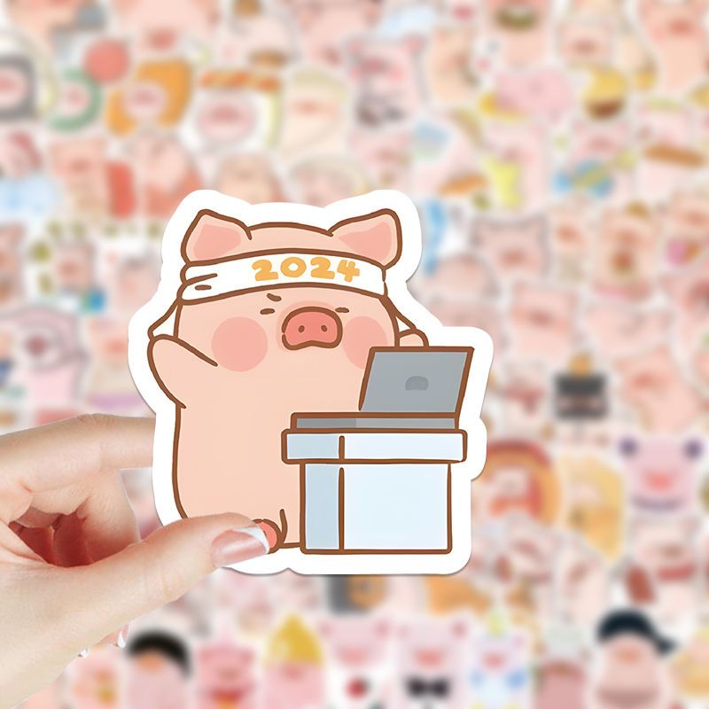 206张卡通可爱lulu猪趣味周边贴纸ins笔记本桌面手账装饰贴画防水