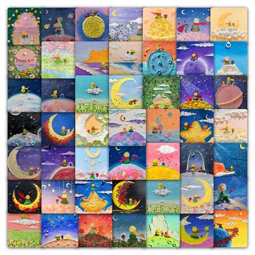 118张小王子油画棒手工绘画名著星空唯美艺术爆款贴纸吉他贴画DIY