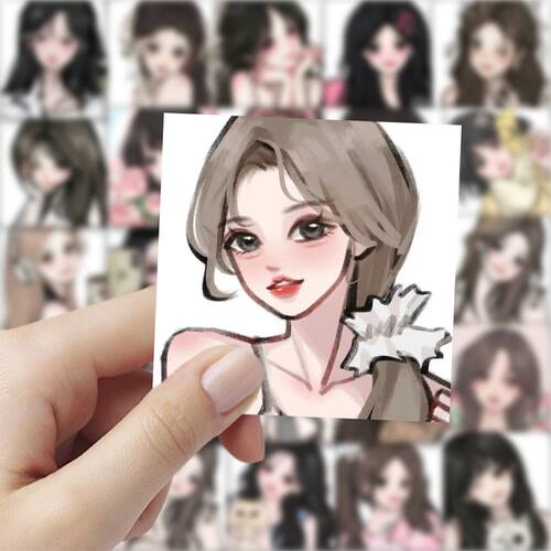 118张may风头像贴纸ins高颜值中式美少女手机手账装饰防水贴画