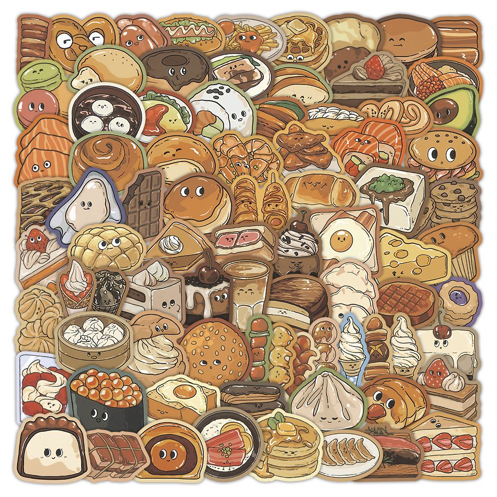 100张美食小表情贴纸可爱卡通