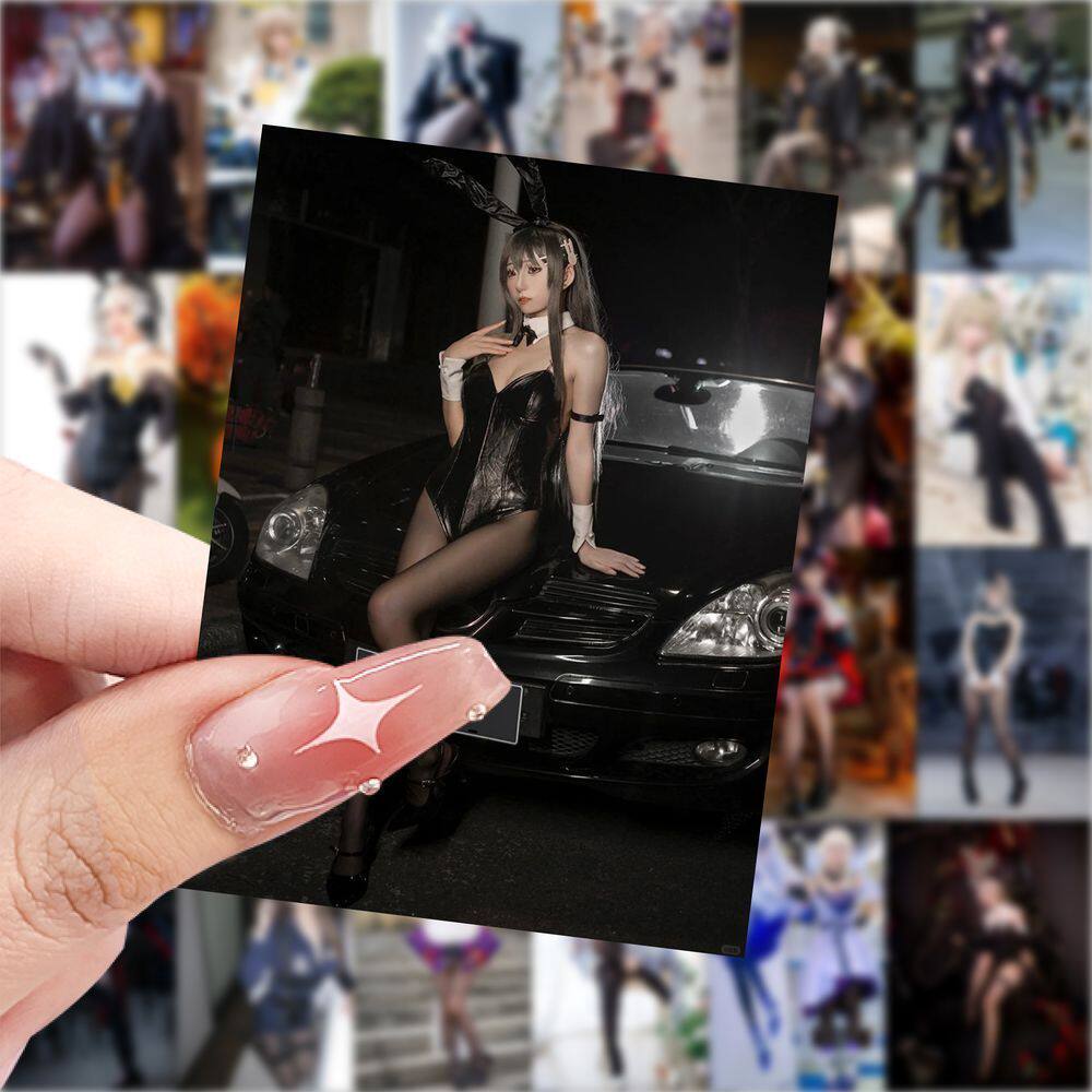 126张黑丝美女cosplay角色扮演高颜值性感贴纸装饰手机笔记本防水