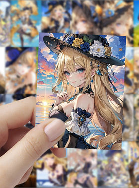 高颜值原神娜维娅贴纸二次元美少女防水贴画diy手机壳手账笔记本
