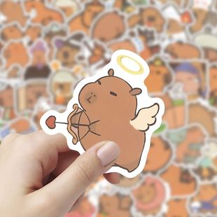 200贴卡皮巴拉表情可爱卡通贴纸笔记本DIY手账装 饰贴画手机
