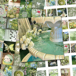 108张春日绿色背景图贴纸ins风高颜值小清新diyi周边装饰手账标签