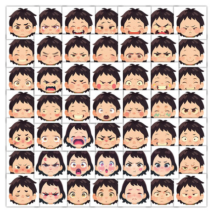 72张可爱卡通小人头像贴纸趣味表情包创意贴画diy桌面笔记本电脑