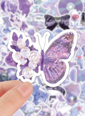 189张亮闪闪紫色风贴纸创意高颜值ins少女装饰个性手机桌面贴画