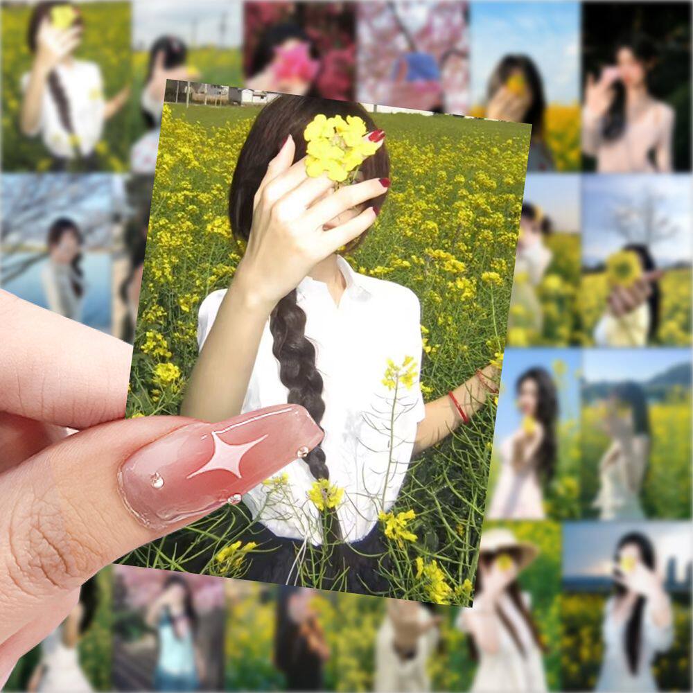 63张指尖生花贴纸高颜值美女风景励志装饰手机壳笔记本防水贴画