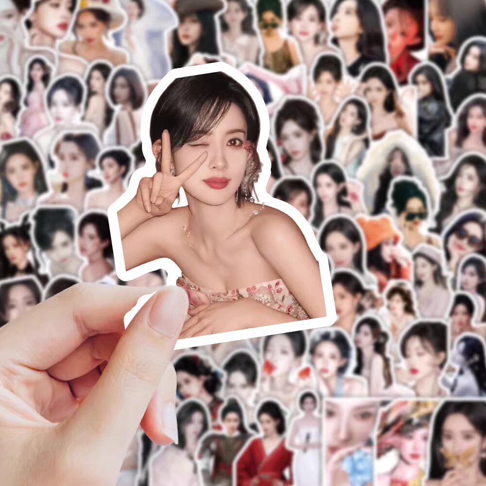 208张孟子义贴纸明星标签贴装饰小图案diy手账行李箱手机防水贴