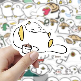 120张线条鸭嘴兽贴纸个性 饰桌面手机壳防水贴画 周边diy手账装