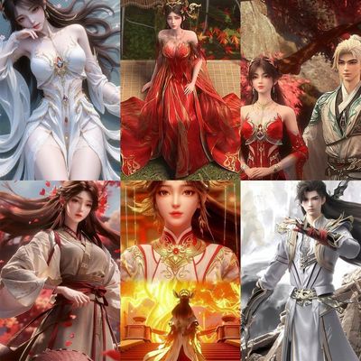 完美世界贴纸动漫荒天帝石昊火灵