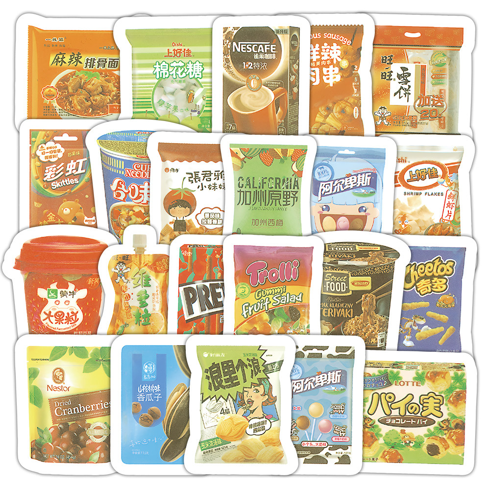 180张网红零食美食饮料贴纸韩国INS可爱原创牛奶手机手帐水杯贴