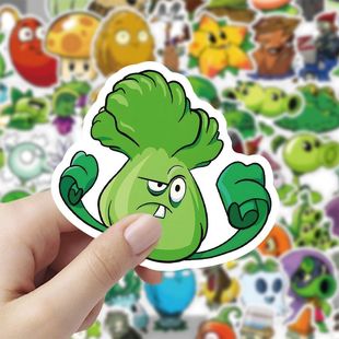120贴植物大战僵尸贴纸素材PVZ贴画diy手机壳装 饰行李箱卡通图案