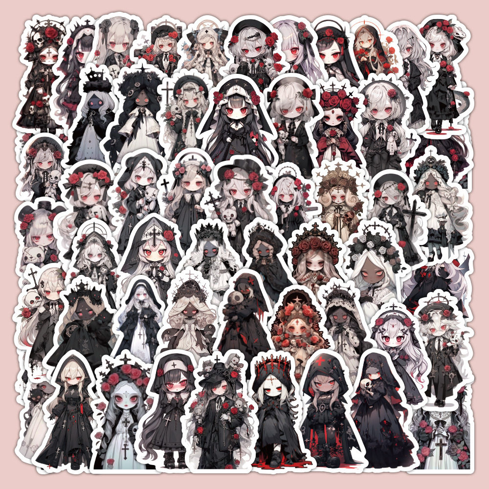 60张原创暗黑小萝莉贴纸 玫瑰公主稻草人手账手机壳装饰diy小贴画,文具电教/文化用品/商务用品,贴纸/立体贴纸,淘宝优惠券,粉丝福利购,淘宝优惠卷