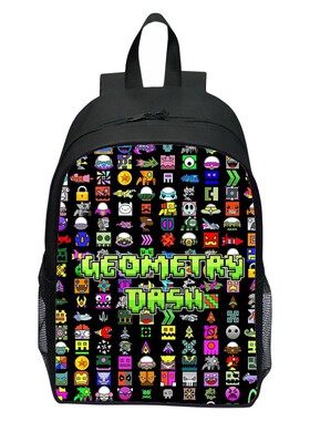 新品印花geometry dash几何冲刺书包 通通通学生卡通双肩背包男女
