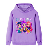 Kpop猎魔女团印花图案中大童儿童男女孩连帽衫 卫衣