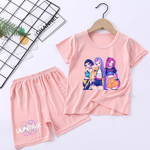 猎魔女团睡衣套装家居服男童女童睡衣纯棉吸湿排汗中小童