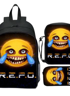 印花R.E.P.O三件套装书包 卡通游戏周边repo小学生背包挎包笔袋男