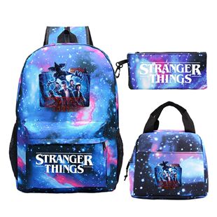 stranger things怪奇物语学生书包套装轻便儿童休闲笔袋餐包