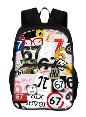 新款67梗印刷周边背包six seven中小学生40前袋双肩包