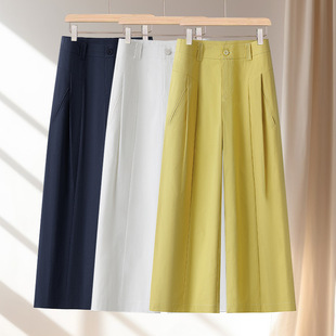株洲品牌女裤新款九分风琴裤高腰显瘦直筒裤小众设计感