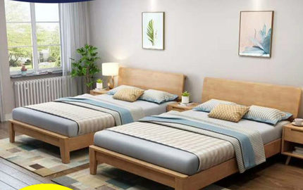 北欧实木床1.2米家用经济型1.8米小户型1米5单人床工厂直销公寓