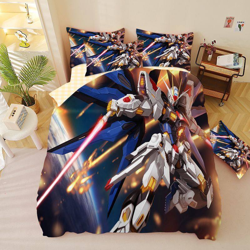 A类全棉高达床单四件套笠机甲战士男生宿舍幼儿园纯棉三件套被套