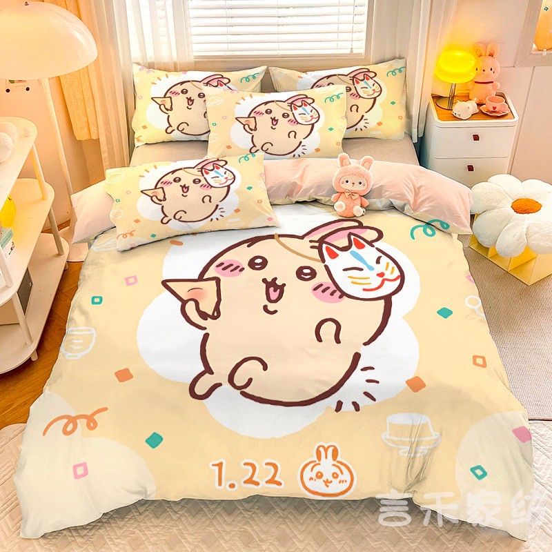 不掉色四季通用可爱四件套纯棉