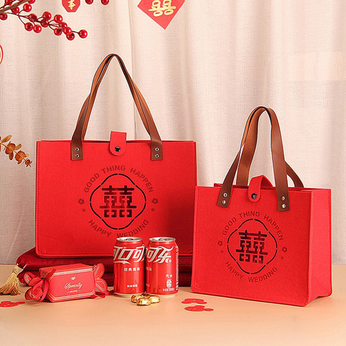 毛毡喜字伴手礼超大袋子