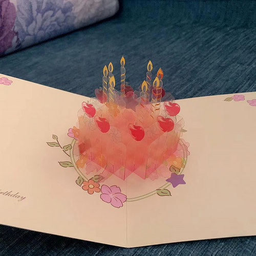 生日蛋糕贺卡3d立体可折叠