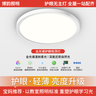 护眼卧室灯led超亮超薄书房阳台灯具 全光谱三防吸顶灯2024新款
