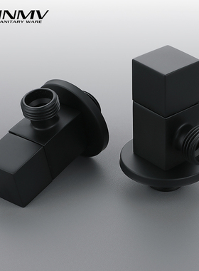 WINMV 家用黑色冷热水马桶角阀全铜加厚大流量热水器角阀止水阀