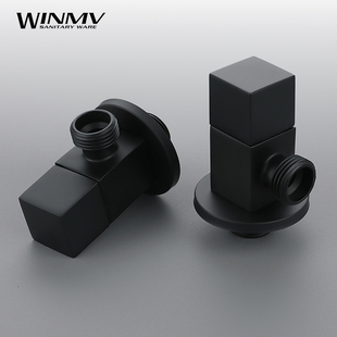 家用黑色冷热水马桶角阀全铜加厚大流量热水器角阀止水阀 WINMV