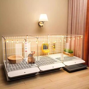 透明观赏兔子笼子家用室内专用大号自动清粪小兔笼养兔窝屋收纳柜