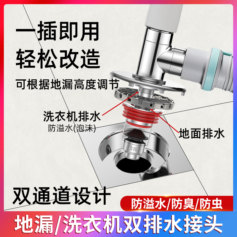 松花洗衣机地漏专用防臭防溢水