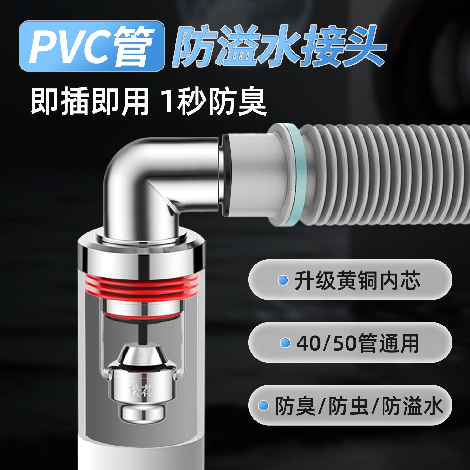 松花洗衣机地漏专用防臭防溢水
