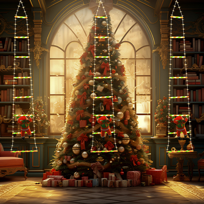 圣诞装饰品老人爬梯挂件灯