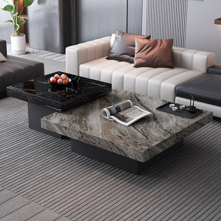 轻奢岩板意式茶几客厅家用高级感茶桌2025新款小户型简约方形茶几