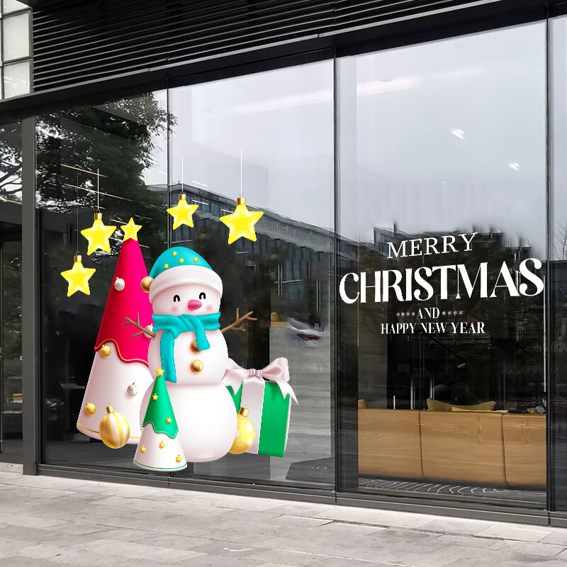 圣诞节静电墙贴商场超市装饰贴纸餐厅服装店铺玻璃门橱窗玻璃贴纸