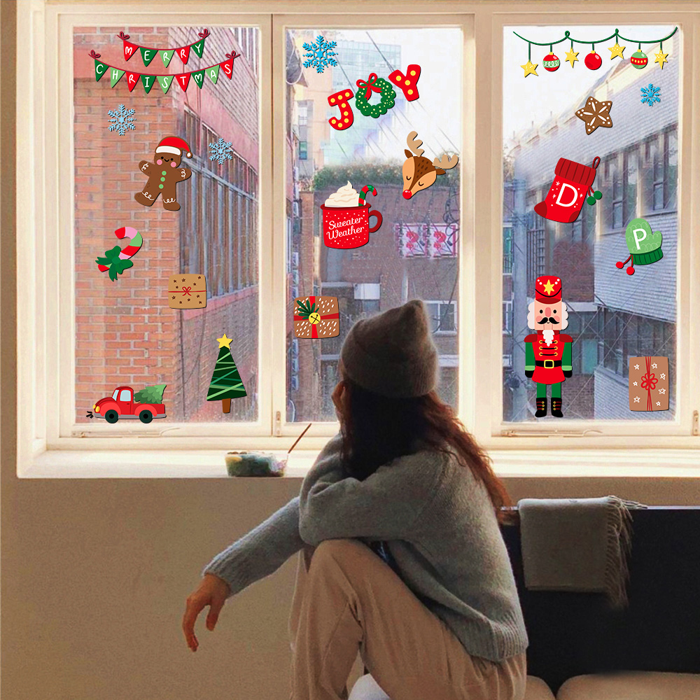 玻璃贴纸圣诞节装饰静电彩印