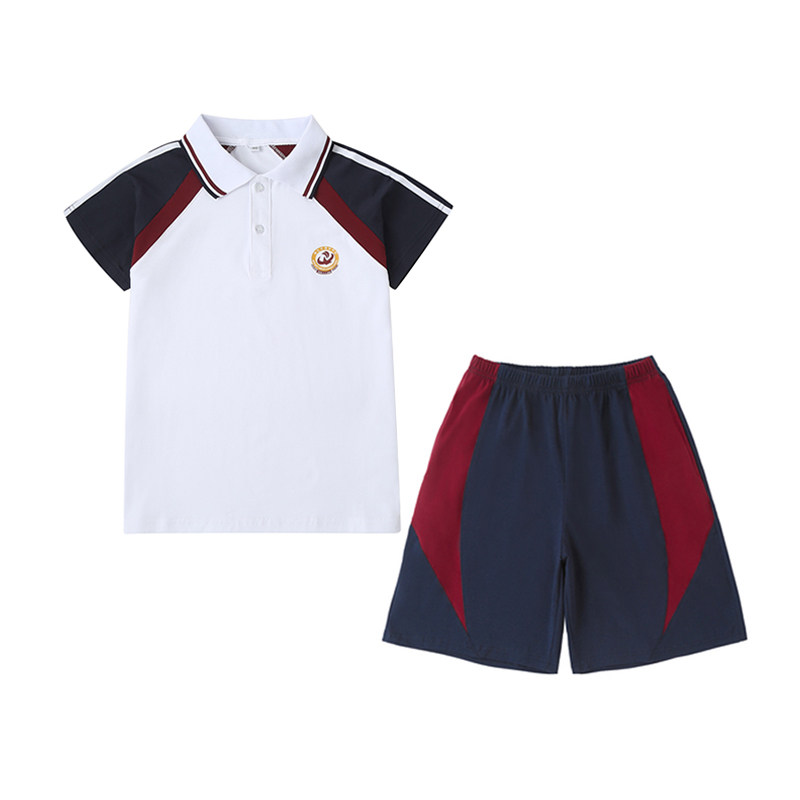 中小学生校服短袖套装学院风清江外国语学校班服儿童徽章夏季上衣