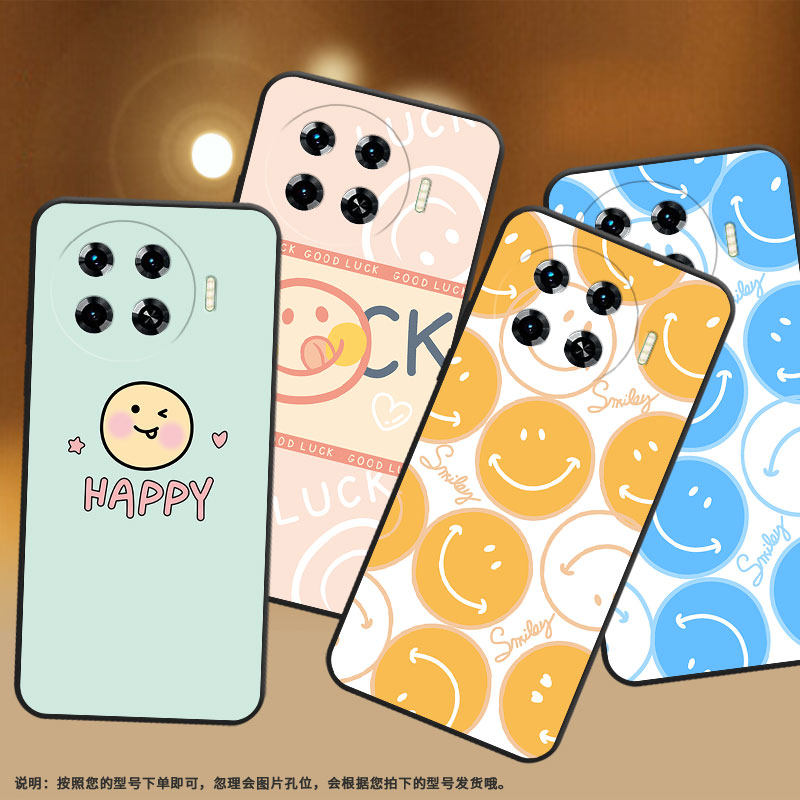 适用传音TecnoSpark20Pro+手机壳KJ7保护壳4G2024橙色笑脸新款lucky笑脸磨砂英文卡通蓝色笑脸时尚文艺全包边