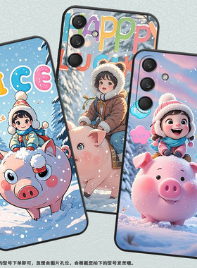 适用三星M55手机壳M32/M33全包边SM-M346B保护套动漫胖猪SamsungM40s个性M30s潮流SM-M546B防摔M60s软壳