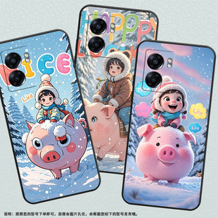 适用OPPOOA57S手机壳4G2022国外PFTM20硅胶0pp0A58x纯黑色CPH2577高级A80/A74/A77防摔5G骑猪小朋友保护套