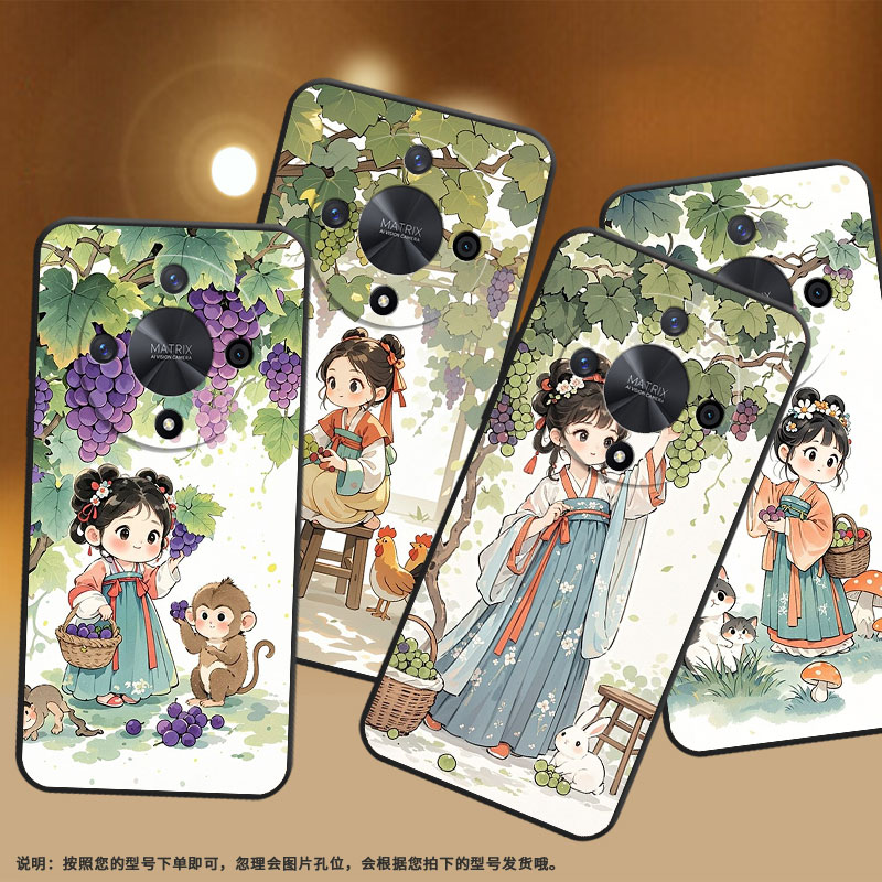 适用荣耀x9a手机壳ali-nx1商务x9c纯黑色萌系女孩x40防摔v40轻奢版ali-an00软壳x50gt硅胶荣耀v40保护套